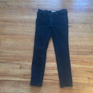 Free People We The Free Button Fly Distressed Waistband Black Jeans